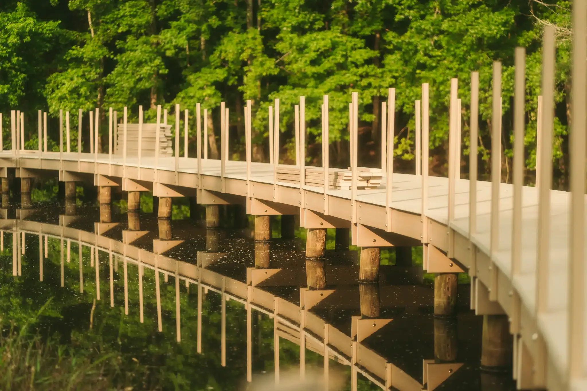 Weardeck Dock With Railing Posts over water