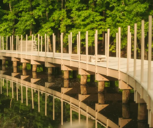 Weardeck Dock With Railing Posts over water
